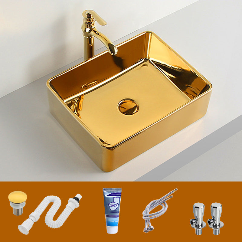 Modern Bathroom Sink Metal Rectangular with Pop-Up Drain and Faucet Vessel Bathroom Sink 19"L x 15"W x 5"H Sink with Faucet Clearhalo 'Bathroom Remodel & Bathroom Fixtures' 'Bathroom Sinks & Faucet Components' 'Bathroom Sinks' 'bathroom_sink' 'Home Improvement' 'home_improvement' 'home_improvement_bathroom_sink' 6256069