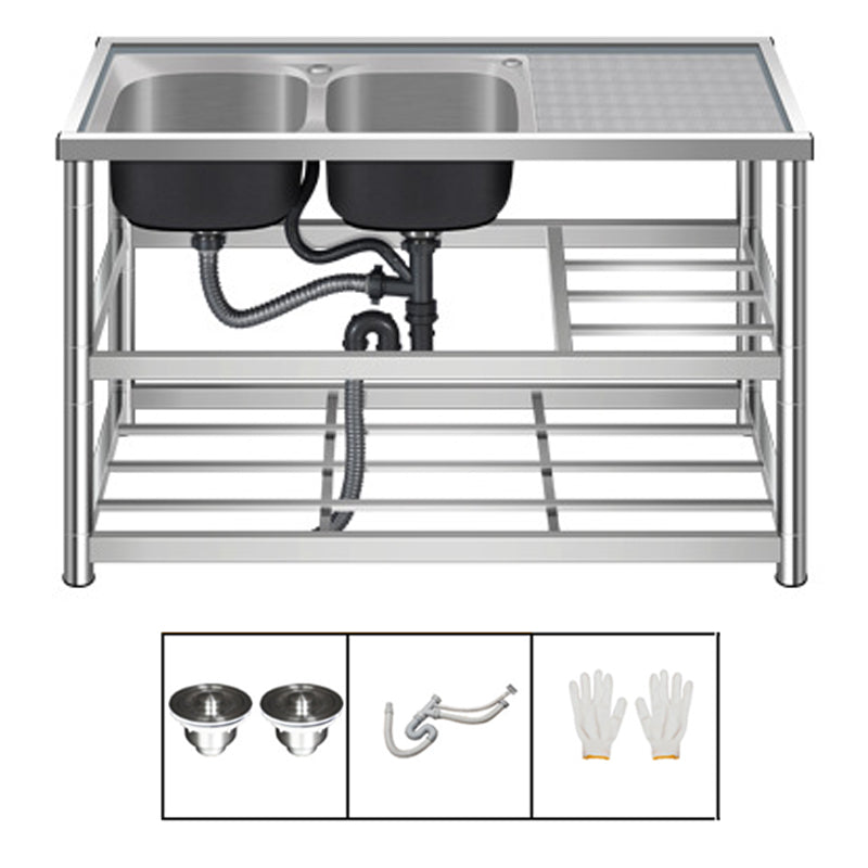 Modern Workstation Ledge Stainless Steel with Accessories and Faucet Workstation Sink Only Left Basin Not Available Clearhalo 'Home Improvement' 'home_improvement' 'home_improvement_kitchen_sinks' 'Kitchen Remodel & Kitchen Fixtures' 'Kitchen Sinks & Faucet Components' 'Kitchen Sinks' 'kitchen_sinks' 6256962