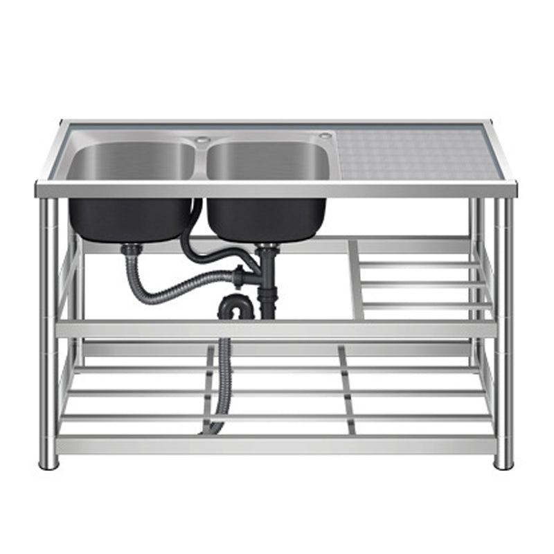 Modern Workstation Ledge Stainless Steel with Accessories and Faucet Workstation Clearhalo 'Home Improvement' 'home_improvement' 'home_improvement_kitchen_sinks' 'Kitchen Remodel & Kitchen Fixtures' 'Kitchen Sinks & Faucet Components' 'Kitchen Sinks' 'kitchen_sinks' 6256970