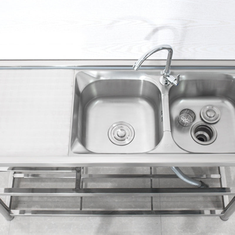 Modern Workstation Ledge Stainless Steel with Accessories and Faucet Workstation Clearhalo 'Home Improvement' 'home_improvement' 'home_improvement_kitchen_sinks' 'Kitchen Remodel & Kitchen Fixtures' 'Kitchen Sinks & Faucet Components' 'Kitchen Sinks' 'kitchen_sinks' 6256974