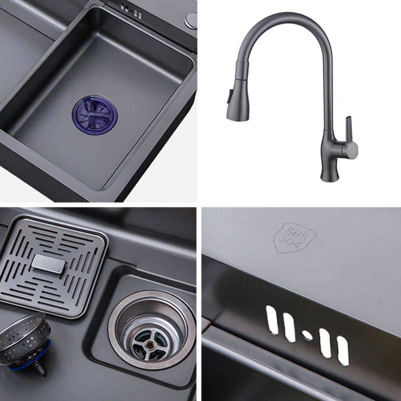 Contemporary Kitchen Sink Stainless Steel Drop-In Friction Resistant Kitchen Sink Clearhalo 'Home Improvement' 'home_improvement' 'home_improvement_kitchen_sinks' 'Kitchen Remodel & Kitchen Fixtures' 'Kitchen Sinks & Faucet Components' 'Kitchen Sinks' 'kitchen_sinks' 6272681