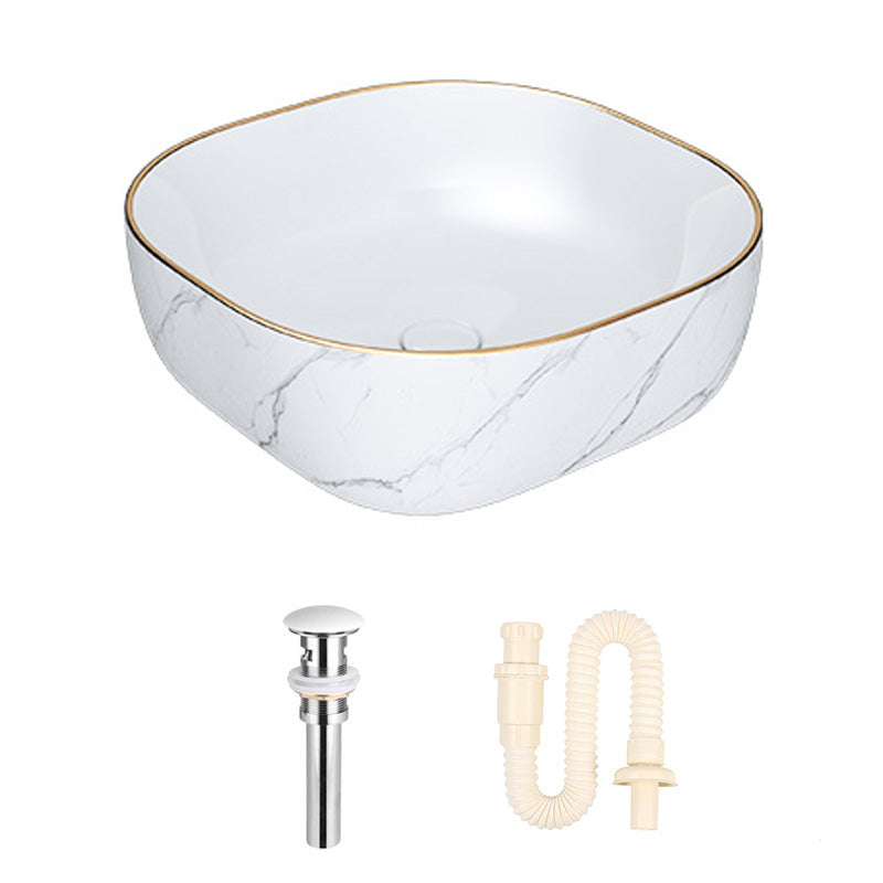 Modern Bathroom Sink Porcelain Pop-Up Drain Solid Color Rectangular Vessel 16.5"L x 16.5"W x 5.7"H Sink Not Available Clearhalo 'Bathroom Remodel & Bathroom Fixtures' 'Bathroom Sinks & Faucet Components' 'Bathroom Sinks' 'bathroom_sink' 'Home Improvement' 'home_improvement' 'home_improvement_bathroom_sink' 6272759