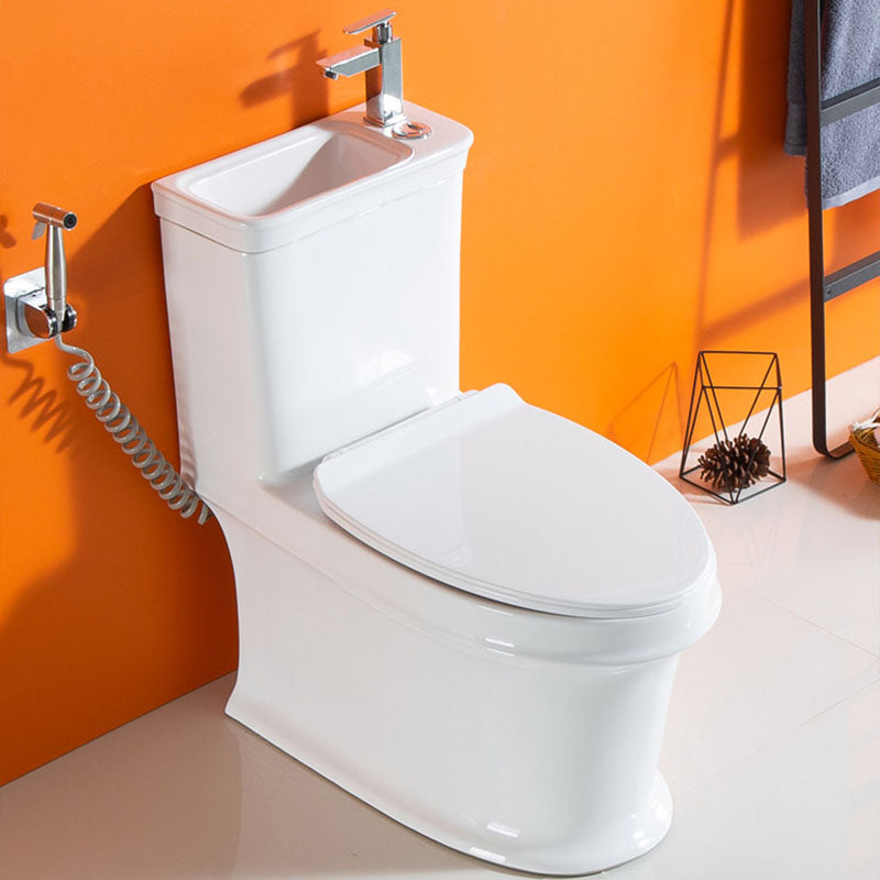 Siphon Jet Flush Toilet Modern One-Piece Toilet with Slow Close Seat Toilet with Sprayer Clearhalo 'Bathroom Remodel & Bathroom Fixtures' 'Home Improvement' 'home_improvement' 'home_improvement_toilets' 'Toilets & Bidets' 'Toilets' 6274816