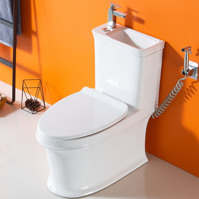 Siphon Jet Flush Toilet Modern One-Piece Toilet with Slow Close Seat Toilet with Sprayer Clearhalo 'Bathroom Remodel & Bathroom Fixtures' 'Home Improvement' 'home_improvement' 'home_improvement_toilets' 'Toilets & Bidets' 'Toilets' 6274818