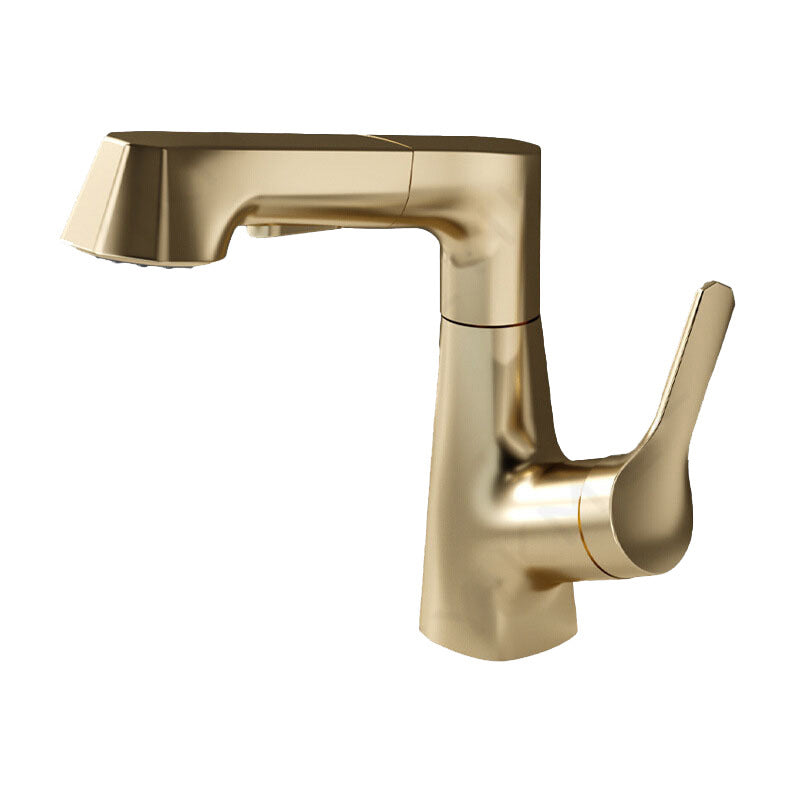 Contemporary Style Centerset Faucets Lever Handles Faucets for Bathroom Gold Clearhalo 'Bathroom Remodel & Bathroom Fixtures' 'Bathroom Sink Faucets' 'Bathroom Sinks & Faucet Components' 'bathroom_sink_faucets' 'Home Improvement' 'home_improvement' 'home_improvement_bathroom_sink_faucets' 6284682