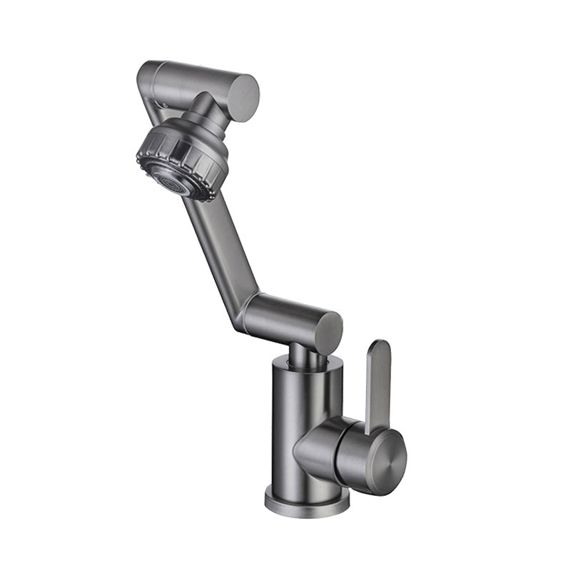 Swivel Spout Bathroom Faucet Single Hole Bathroom Sink Faucet with Lever Handle Silver Gray 11.8" Clearhalo 'Bathroom Remodel & Bathroom Fixtures' 'Bathroom Sink Faucets' 'Bathroom Sinks & Faucet Components' 'bathroom_sink_faucets' 'Home Improvement' 'home_improvement' 'home_improvement_bathroom_sink_faucets' 6284698