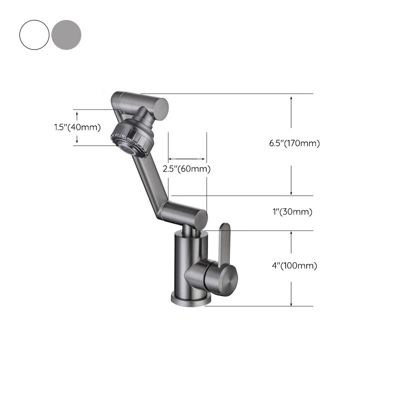 Swivel Spout Bathroom Faucet Single Hole Bathroom Sink Faucet with Lever Handle Clearhalo 'Bathroom Remodel & Bathroom Fixtures' 'Bathroom Sink Faucets' 'Bathroom Sinks & Faucet Components' 'bathroom_sink_faucets' 'Home Improvement' 'home_improvement' 'home_improvement_bathroom_sink_faucets' 6284718