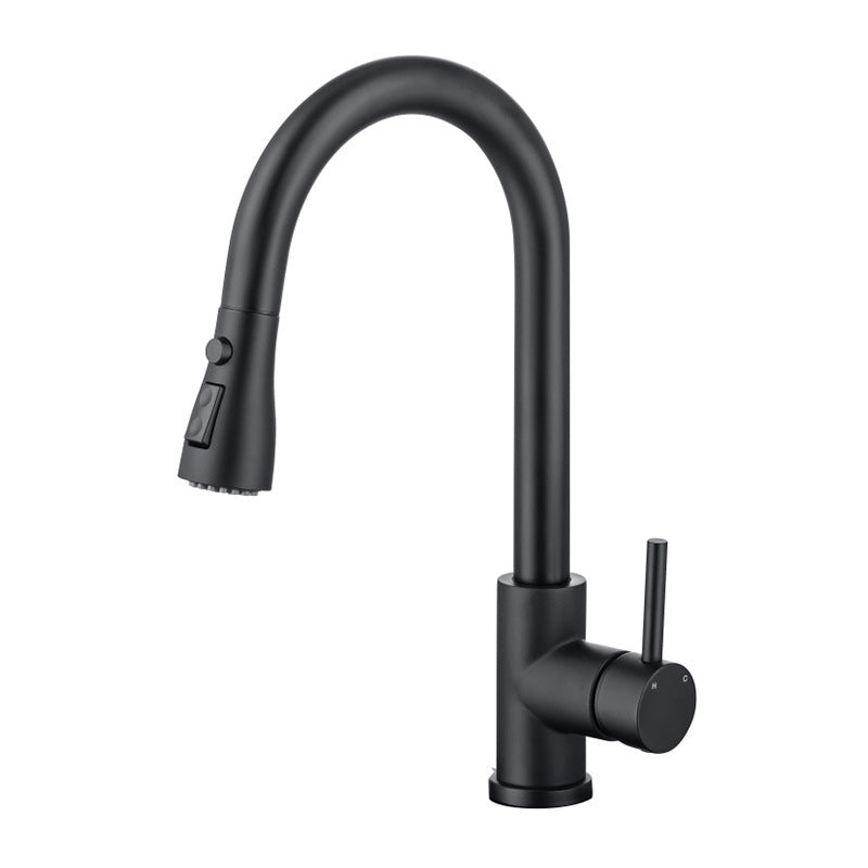 Modern Style Retractable Vessel Faucet Single Handle Stainless Steel Vessel Faucet Matte Black Clearhalo 'Bathroom Remodel & Bathroom Fixtures' 'Bathroom Sink Faucets' 'Bathroom Sinks & Faucet Components' 'bathroom_sink_faucets' 'Home Improvement' 'home_improvement' 'home_improvement_bathroom_sink_faucets' 6284738