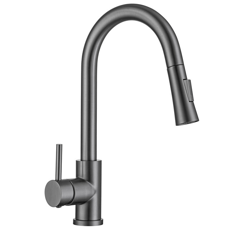 Modern Style Retractable Vessel Faucet Single Handle Stainless Steel Vessel Faucet Clearhalo 'Bathroom Remodel & Bathroom Fixtures' 'Bathroom Sink Faucets' 'Bathroom Sinks & Faucet Components' 'bathroom_sink_faucets' 'Home Improvement' 'home_improvement' 'home_improvement_bathroom_sink_faucets' 6284745