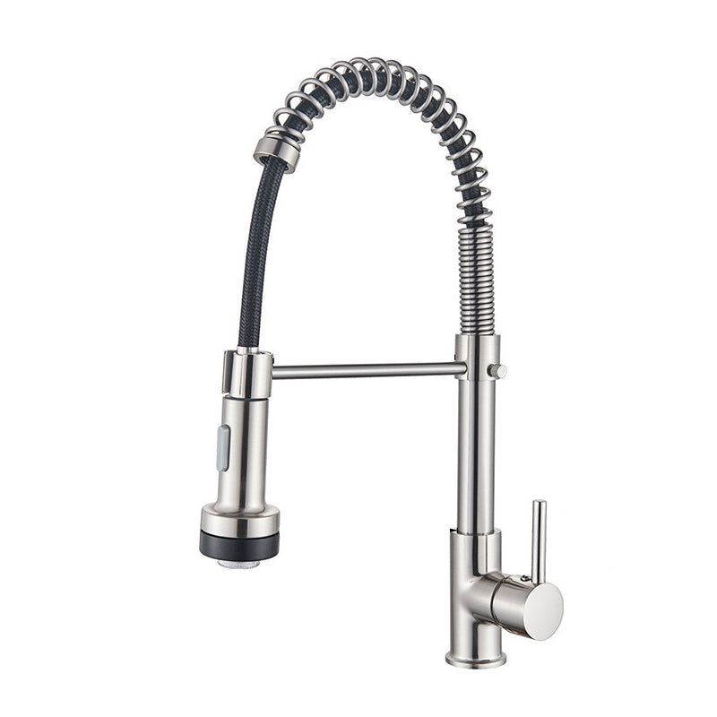 Brass Spring Spout Kitchen Faucet with Single Handle Kitchen Faucet with LED Lighting Clearhalo 'Home Improvement' 'home_improvement' 'home_improvement_kitchen_faucets' 'Kitchen Faucets' 'Kitchen Remodel & Kitchen Fixtures' 'Kitchen Sinks & Faucet Components' 'kitchen_faucets' 6284785