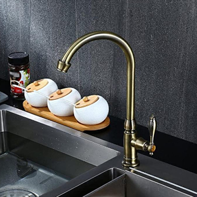 Traditional 2-Function Kitchen Faucet 1-Handle 1-Hole Faucet in Bronze Clearhalo 'Home Improvement' 'home_improvement' 'home_improvement_kitchen_faucets' 'Kitchen Faucets' 'Kitchen Remodel & Kitchen Fixtures' 'Kitchen Sinks & Faucet Components' 'kitchen_faucets' 6284805