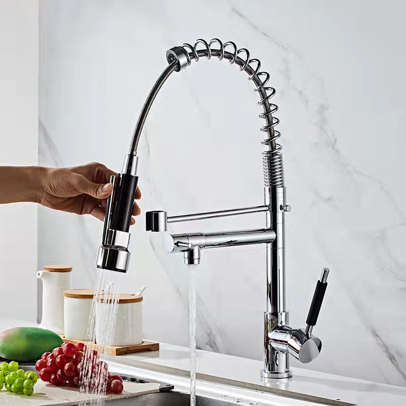 2-Function Kitchen Faucet 2-Handle Pull down Modern Farmhouse Kitchen Faucet Silver Clearhalo 'Home Improvement' 'home_improvement' 'home_improvement_kitchen_faucets' 'Kitchen Faucets' 'Kitchen Remodel & Kitchen Fixtures' 'Kitchen Sinks & Faucet Components' 'kitchen_faucets' 6284810