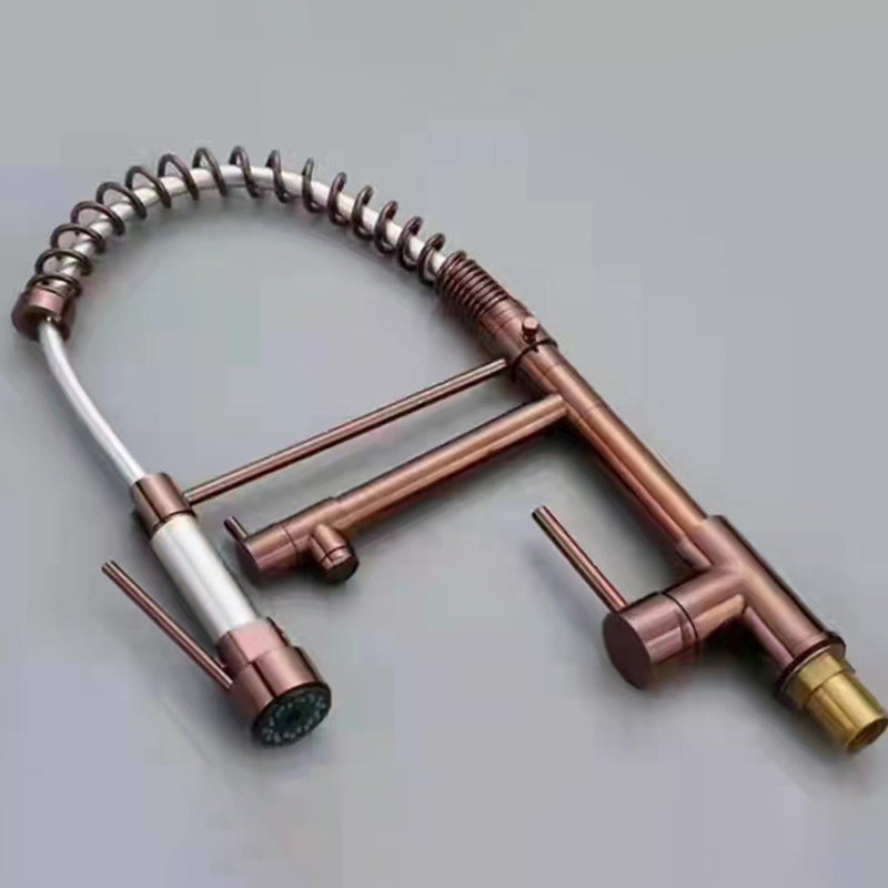 2-Function Kitchen Faucet 2-Handle Pull down Modern Farmhouse Kitchen Faucet Rose Gold Clearhalo 'Home Improvement' 'home_improvement' 'home_improvement_kitchen_faucets' 'Kitchen Faucets' 'Kitchen Remodel & Kitchen Fixtures' 'Kitchen Sinks & Faucet Components' 'kitchen_faucets' 6284812