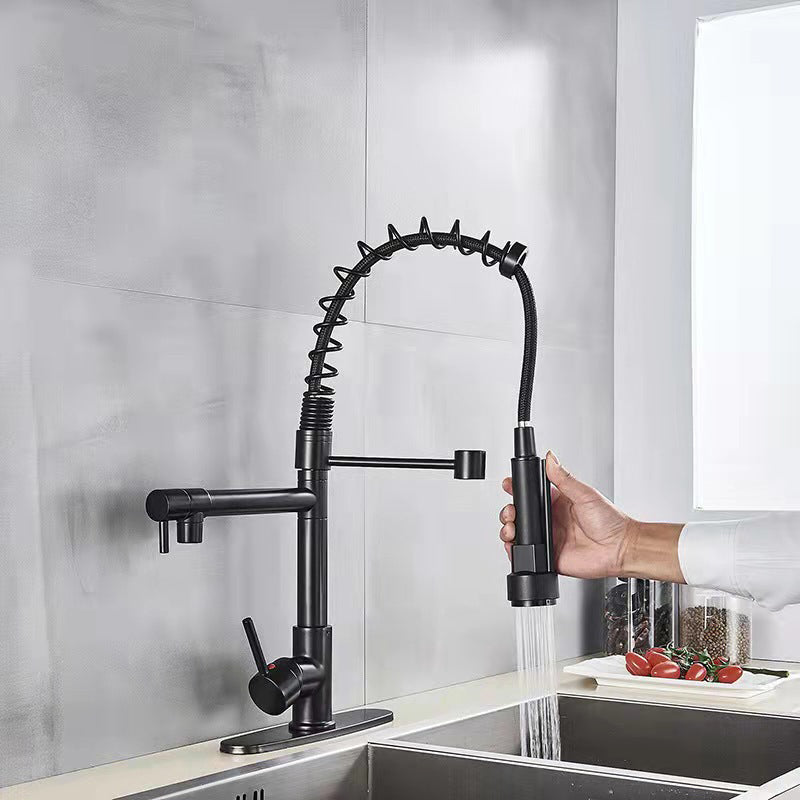 2-Function Kitchen Faucet 2-Handle Pull down Modern Farmhouse Kitchen Faucet Clearhalo 'Home Improvement' 'home_improvement' 'home_improvement_kitchen_faucets' 'Kitchen Faucets' 'Kitchen Remodel & Kitchen Fixtures' 'Kitchen Sinks & Faucet Components' 'kitchen_faucets' 6284814