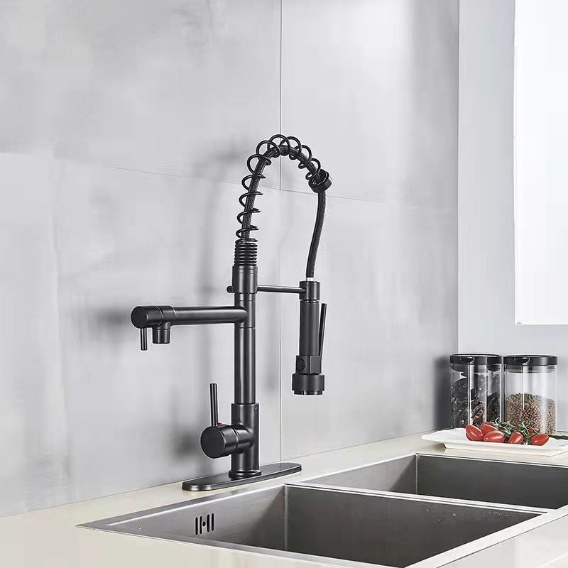 2-Function Kitchen Faucet 2-Handle Pull down Modern Farmhouse Kitchen Faucet Clearhalo 'Home Improvement' 'home_improvement' 'home_improvement_kitchen_faucets' 'Kitchen Faucets' 'Kitchen Remodel & Kitchen Fixtures' 'Kitchen Sinks & Faucet Components' 'kitchen_faucets' 6284823