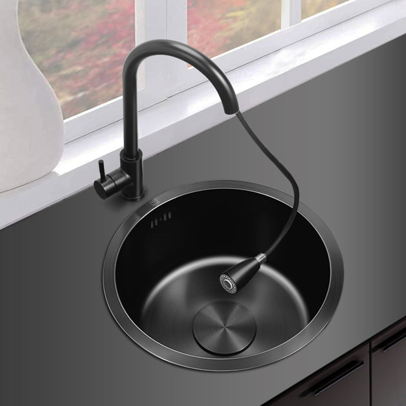 Classic Round Sink Stainless Steel Drop-In Friction Resistant Round Sink for Kitchen Clearhalo 'Home Improvement' 'home_improvement' 'home_improvement_kitchen_sinks' 'Kitchen Remodel & Kitchen Fixtures' 'Kitchen Sinks & Faucet Components' 'Kitchen Sinks' 'kitchen_sinks' 6284890