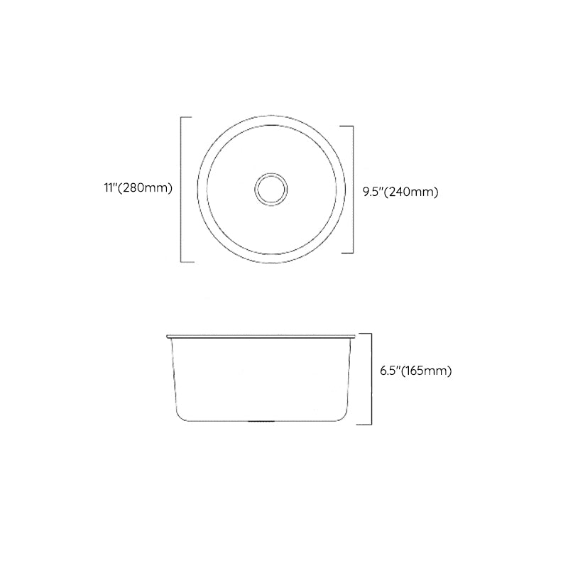 Classic Round Sink Stainless Steel Drop-In Friction Resistant Round Sink for Kitchen Clearhalo 'Home Improvement' 'home_improvement' 'home_improvement_kitchen_sinks' 'Kitchen Remodel & Kitchen Fixtures' 'Kitchen Sinks & Faucet Components' 'Kitchen Sinks' 'kitchen_sinks' 6284915