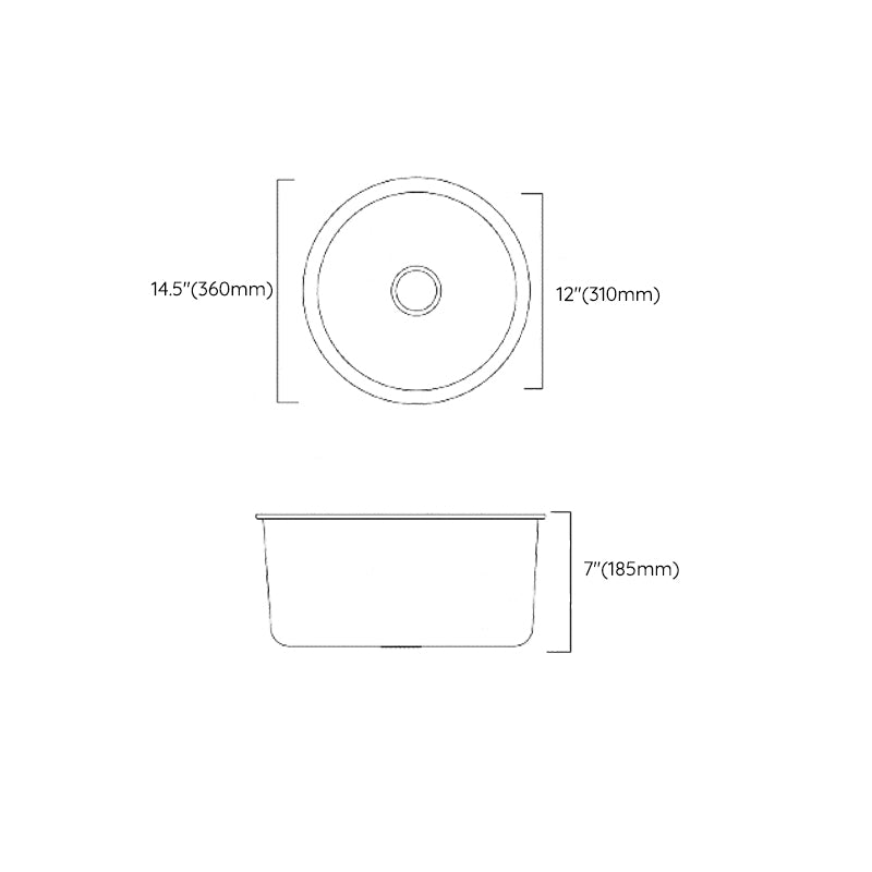 Classic Round Sink Stainless Steel Drop-In Friction Resistant Round Sink for Kitchen Clearhalo 'Home Improvement' 'home_improvement' 'home_improvement_kitchen_sinks' 'Kitchen Remodel & Kitchen Fixtures' 'Kitchen Sinks & Faucet Components' 'Kitchen Sinks' 'kitchen_sinks' 6284917