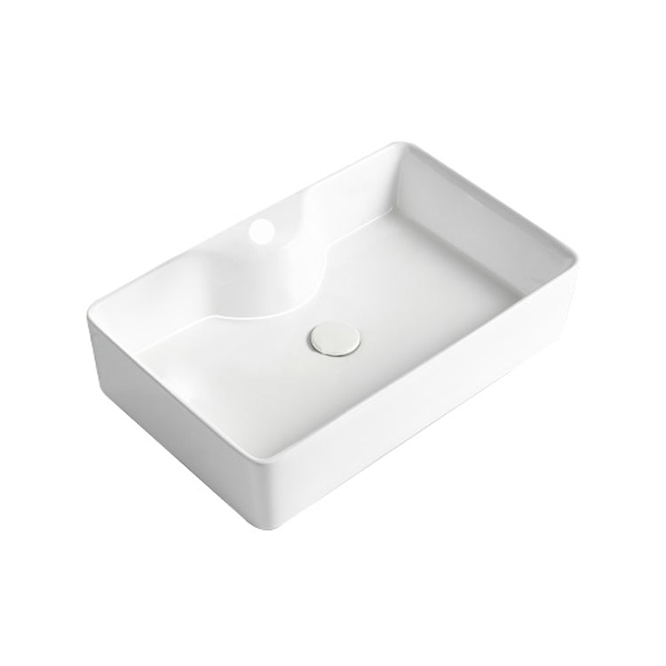 Modern Bathroom Sink Porcelain Rectangular Vessel Bathroom Sink with Pop-Up Drain Clearhalo 'Bathroom Remodel & Bathroom Fixtures' 'Bathroom Sinks & Faucet Components' 'Bathroom Sinks' 'bathroom_sink' 'Home Improvement' 'home_improvement' 'home_improvement_bathroom_sink' 6285042