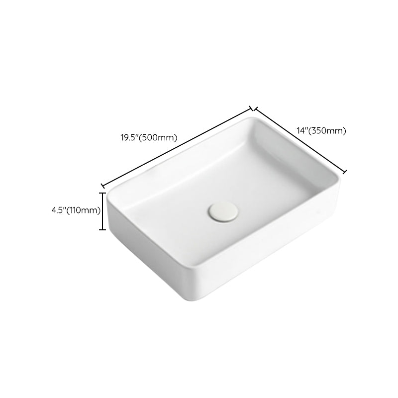 Modern Bathroom Sink Porcelain Rectangular Vessel Bathroom Sink with Pop-Up Drain Clearhalo 'Bathroom Remodel & Bathroom Fixtures' 'Bathroom Sinks & Faucet Components' 'Bathroom Sinks' 'bathroom_sink' 'Home Improvement' 'home_improvement' 'home_improvement_bathroom_sink' 6285050