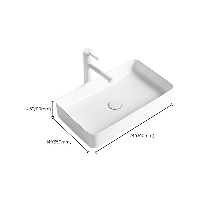 Modern Bathroom Sink Porcelain Rectangular Vessel Bathroom Sink with Pop-Up Drain Clearhalo 'Bathroom Remodel & Bathroom Fixtures' 'Bathroom Sinks & Faucet Components' 'Bathroom Sinks' 'bathroom_sink' 'Home Improvement' 'home_improvement' 'home_improvement_bathroom_sink' 6285053