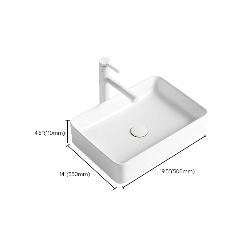 Modern Bathroom Sink Porcelain Rectangular Vessel Bathroom Sink with Pop-Up Drain Clearhalo 'Bathroom Remodel & Bathroom Fixtures' 'Bathroom Sinks & Faucet Components' 'Bathroom Sinks' 'bathroom_sink' 'Home Improvement' 'home_improvement' 'home_improvement_bathroom_sink' 6285054