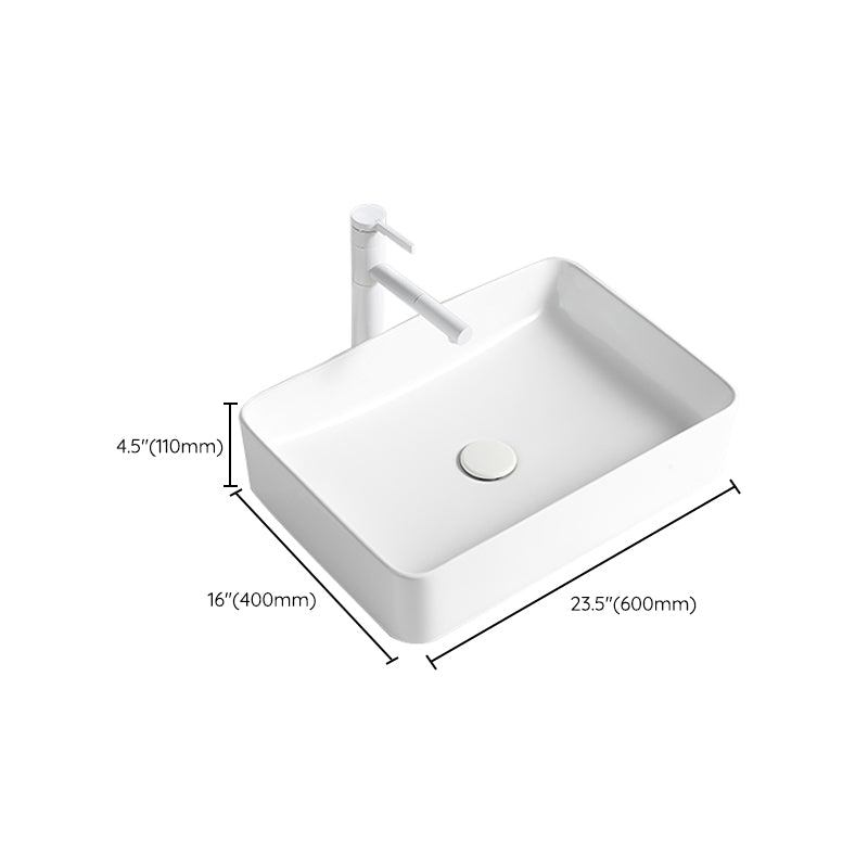 Modern Bathroom Sink Porcelain Rectangular Vessel Bathroom Sink with Pop-Up Drain Clearhalo 'Bathroom Remodel & Bathroom Fixtures' 'Bathroom Sinks & Faucet Components' 'Bathroom Sinks' 'bathroom_sink' 'Home Improvement' 'home_improvement' 'home_improvement_bathroom_sink' 6285055