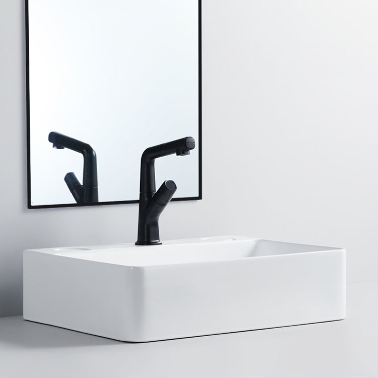 Modern Bathroom Sink Porcelain Rectangular Vessel Lavatory Sink with Pop-Up Drain Clearhalo 'Bathroom Remodel & Bathroom Fixtures' 'Bathroom Sinks & Faucet Components' 'Bathroom Sinks' 'bathroom_sink' 'Home Improvement' 'home_improvement' 'home_improvement_bathroom_sink' 6285074