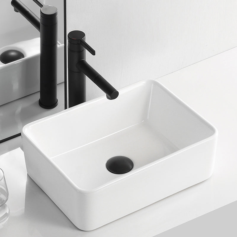 Contemporary Bathroom Sink Porcelain Solid Color Rectangular Vessel Bathroom Sink Clearhalo 'Bathroom Remodel & Bathroom Fixtures' 'Bathroom Sinks & Faucet Components' 'Bathroom Sinks' 'bathroom_sink' 'Home Improvement' 'home_improvement' 'home_improvement_bathroom_sink' 6285078