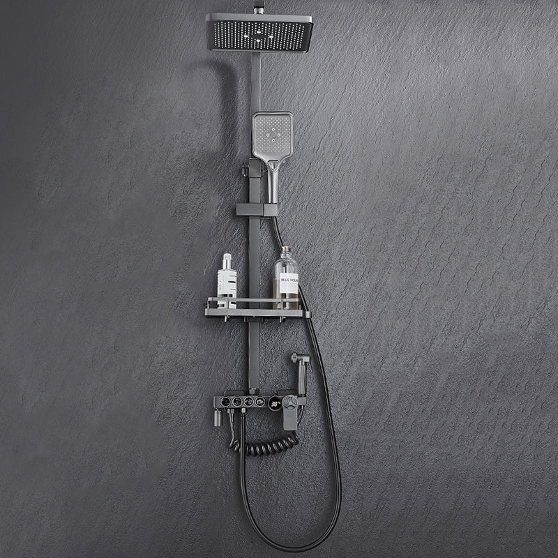 Modern Gray Shower Set 2 Shower Heads Shower System for Bathroom Clearhalo 'Bathroom Remodel & Bathroom Fixtures' 'Home Improvement' 'home_improvement' 'home_improvement_shower_faucets' 'Shower Faucets & Systems' 'shower_faucets' 'Showers & Bathtubs Plumbing' 'Showers & Bathtubs' 6285222