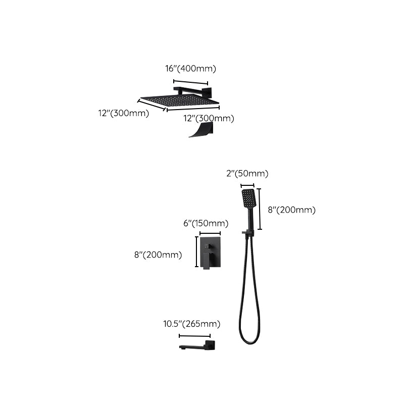 Square Black Spot Resist Shower Faucet Shower Arm Shower with Handheld Shower Head Clearhalo 'Bathroom Remodel & Bathroom Fixtures' 'Home Improvement' 'home_improvement' 'home_improvement_shower_faucets' 'Shower Faucets & Systems' 'shower_faucets' 'Showers & Bathtubs Plumbing' 'Showers & Bathtubs' 6285317