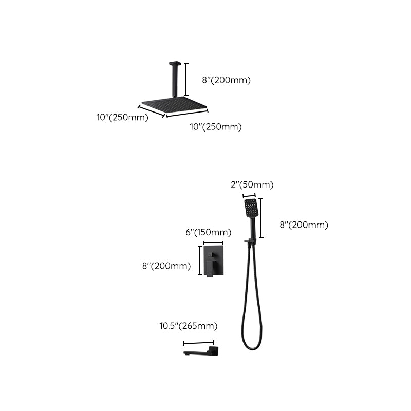 Square Black Spot Resist Shower Faucet Shower Arm Shower with Handheld Shower Head Clearhalo 'Bathroom Remodel & Bathroom Fixtures' 'Home Improvement' 'home_improvement' 'home_improvement_shower_faucets' 'Shower Faucets & Systems' 'shower_faucets' 'Showers & Bathtubs Plumbing' 'Showers & Bathtubs' 6285324