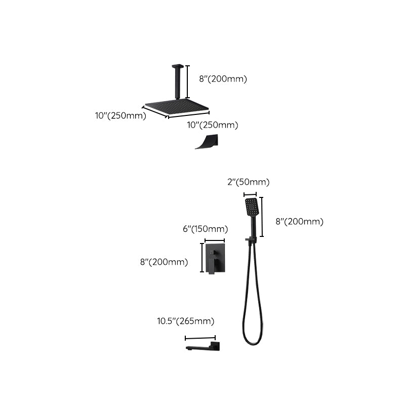 Square Black Spot Resist Shower Faucet Shower Arm Shower with Handheld Shower Head Clearhalo 'Bathroom Remodel & Bathroom Fixtures' 'Home Improvement' 'home_improvement' 'home_improvement_shower_faucets' 'Shower Faucets & Systems' 'shower_faucets' 'Showers & Bathtubs Plumbing' 'Showers & Bathtubs' 6285326