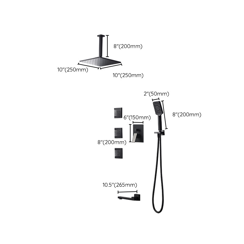 Square Black Spot Resist Shower Faucet Shower Arm Shower with Handheld Shower Head Clearhalo 'Bathroom Remodel & Bathroom Fixtures' 'Home Improvement' 'home_improvement' 'home_improvement_shower_faucets' 'Shower Faucets & Systems' 'shower_faucets' 'Showers & Bathtubs Plumbing' 'Showers & Bathtubs' 6285330