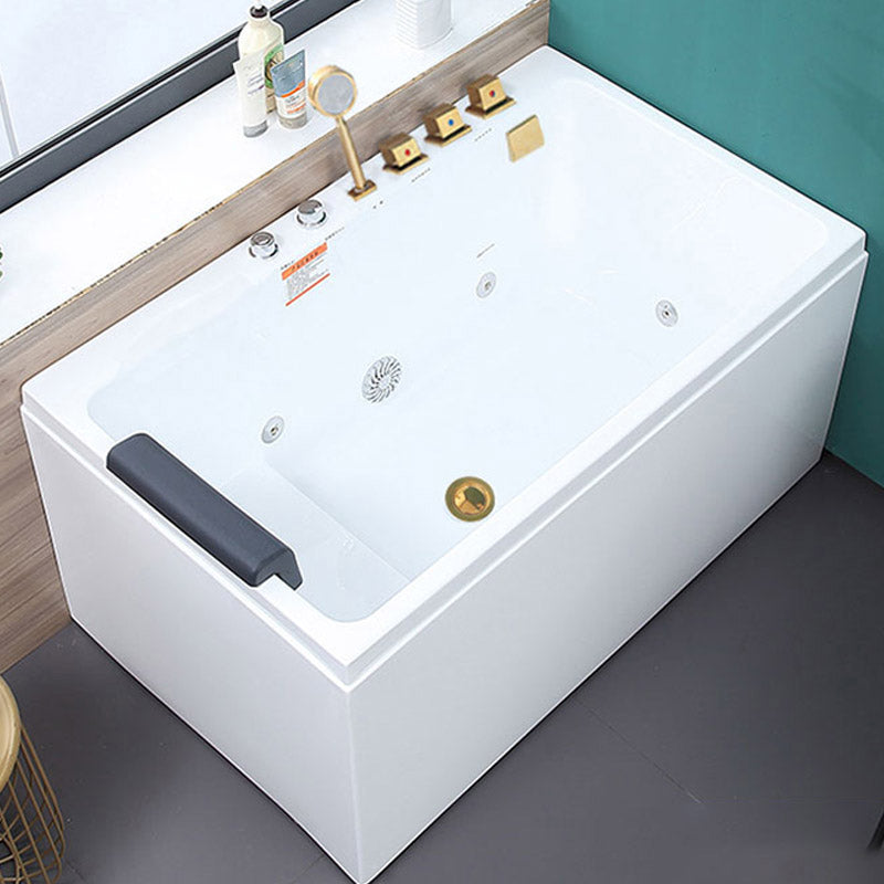 Bathroom Soaking Bath Tub Seat Included Back to Wall Bathtub Tub with Gold 5-Piece Set Clearhalo 'Bathroom Remodel & Bathroom Fixtures' 'Bathtubs' 'Home Improvement' 'home_improvement' 'home_improvement_bathtubs' 'Showers & Bathtubs' 6286236