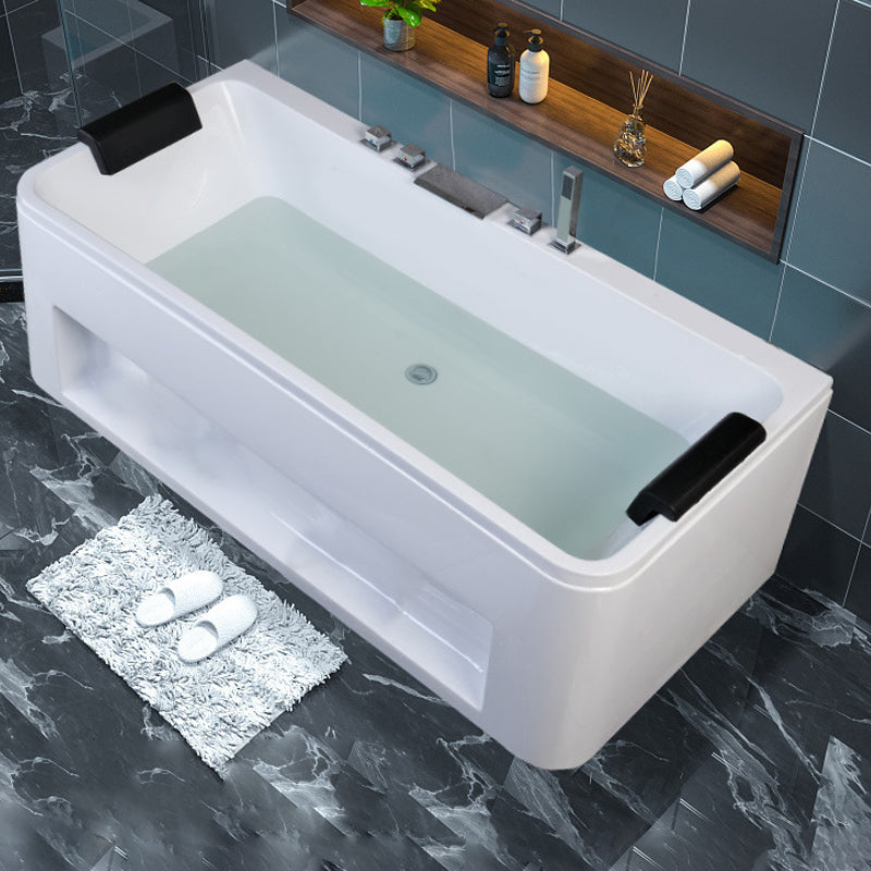 Freestanding Rectangular Bathtub Modern Acrylic Center-Front Drain Placement Tub Tub with Silver 5-Piece Set Clearhalo 'Bathroom Remodel & Bathroom Fixtures' 'Bathtubs' 'Home Improvement' 'home_improvement' 'home_improvement_bathtubs' 'Showers & Bathtubs' 6286267