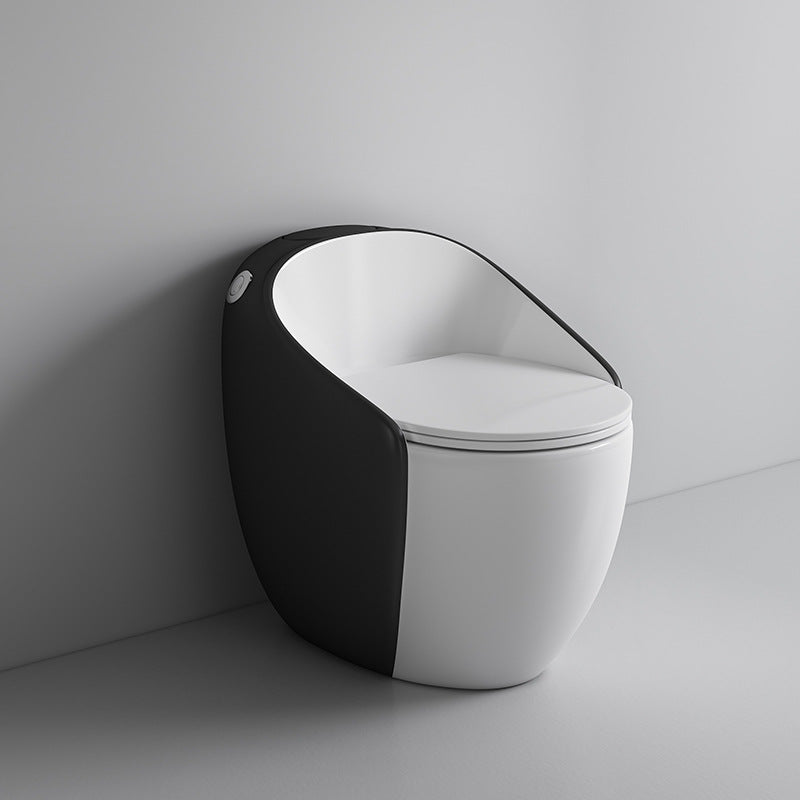 1-Piece Flush Toilet 1.2/1.6 GPF Elongated Toilet Bowl for Bathroom Black/ White Toilet with Sprayer Clearhalo 'Bathroom Remodel & Bathroom Fixtures' 'Home Improvement' 'home_improvement' 'home_improvement_toilets' 'Toilets & Bidets' 'Toilets' 6288344