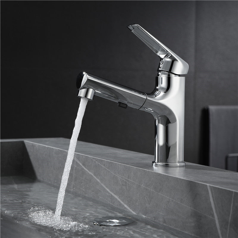Contemporary Style Widespread Faucet Lever Handles Faucet for Bathroom Chrome Clearhalo 'Bathroom Remodel & Bathroom Fixtures' 'Bathroom Sink Faucets' 'Bathroom Sinks & Faucet Components' 'bathroom_sink_faucets' 'Home Improvement' 'home_improvement' 'home_improvement_bathroom_sink_faucets' 6298087