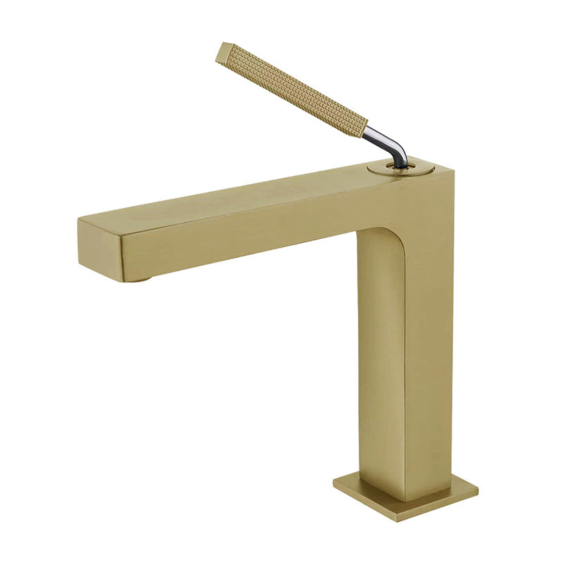 Brass Material Vessel Faucet 1-Handle Modern Design Faucet for Bathroom Gold 8.3" Clearhalo 'Bathroom Remodel & Bathroom Fixtures' 'Bathroom Sink Faucets' 'Bathroom Sinks & Faucet Components' 'bathroom_sink_faucets' 'Home Improvement' 'home_improvement' 'home_improvement_bathroom_sink_faucets' 6298111