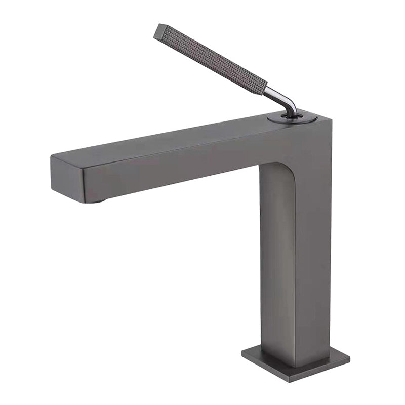 Brass Material Vessel Faucet 1-Handle Modern Design Faucet for Bathroom Silver Gray 8.3" Clearhalo 'Bathroom Remodel & Bathroom Fixtures' 'Bathroom Sink Faucets' 'Bathroom Sinks & Faucet Components' 'bathroom_sink_faucets' 'Home Improvement' 'home_improvement' 'home_improvement_bathroom_sink_faucets' 6298114