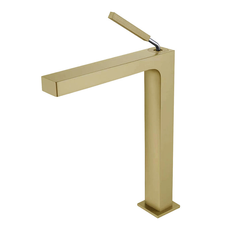 Brass Material Vessel Faucet 1-Handle Modern Design Faucet for Bathroom Gold 12.6" Clearhalo 'Bathroom Remodel & Bathroom Fixtures' 'Bathroom Sink Faucets' 'Bathroom Sinks & Faucet Components' 'bathroom_sink_faucets' 'Home Improvement' 'home_improvement' 'home_improvement_bathroom_sink_faucets' 6298119