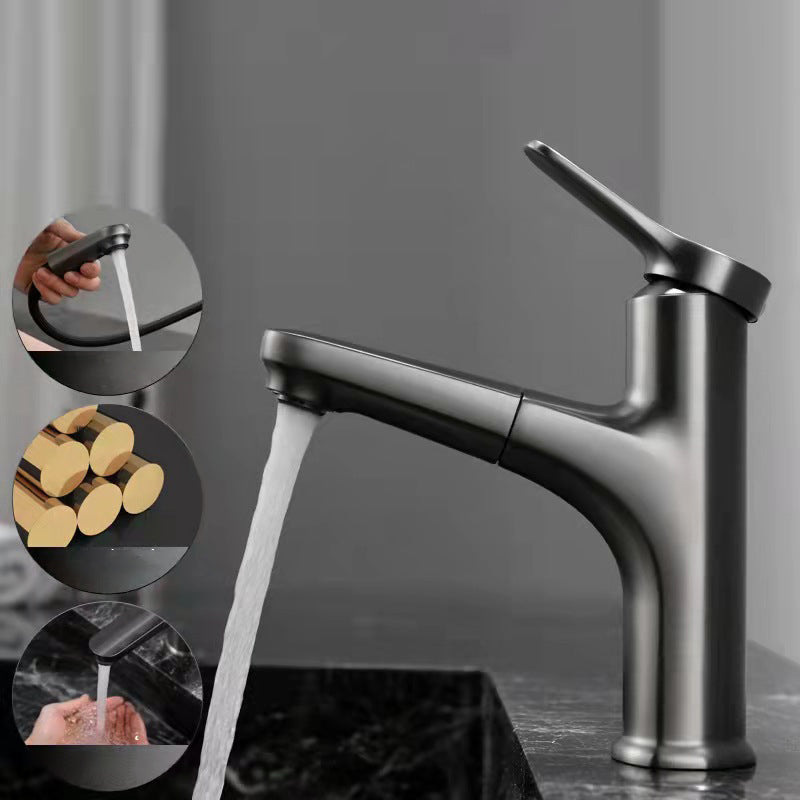 Industrial Bathroom Vessel Faucet Brass Lever Handles Swivel Spout Sink Faucet Clearhalo 'Bathroom Remodel & Bathroom Fixtures' 'Bathroom Sink Faucets' 'Bathroom Sinks & Faucet Components' 'bathroom_sink_faucets' 'Home Improvement' 'home_improvement' 'home_improvement_bathroom_sink_faucets' 6298126