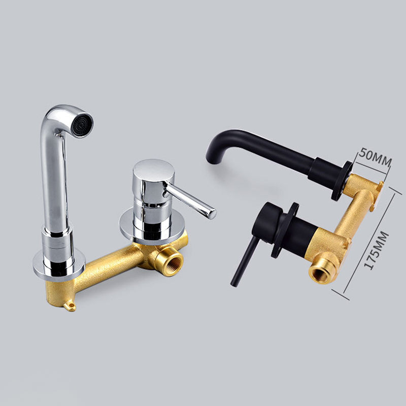 Industrial Bathroom Faucet Brass Lever Handles 2 Hole Faucets Wall Mounted Faucet Clearhalo 'Bathroom Remodel & Bathroom Fixtures' 'Bathroom Sink Faucets' 'Bathroom Sinks & Faucet Components' 'bathroom_sink_faucets' 'Home Improvement' 'home_improvement' 'home_improvement_bathroom_sink_faucets' 6298175