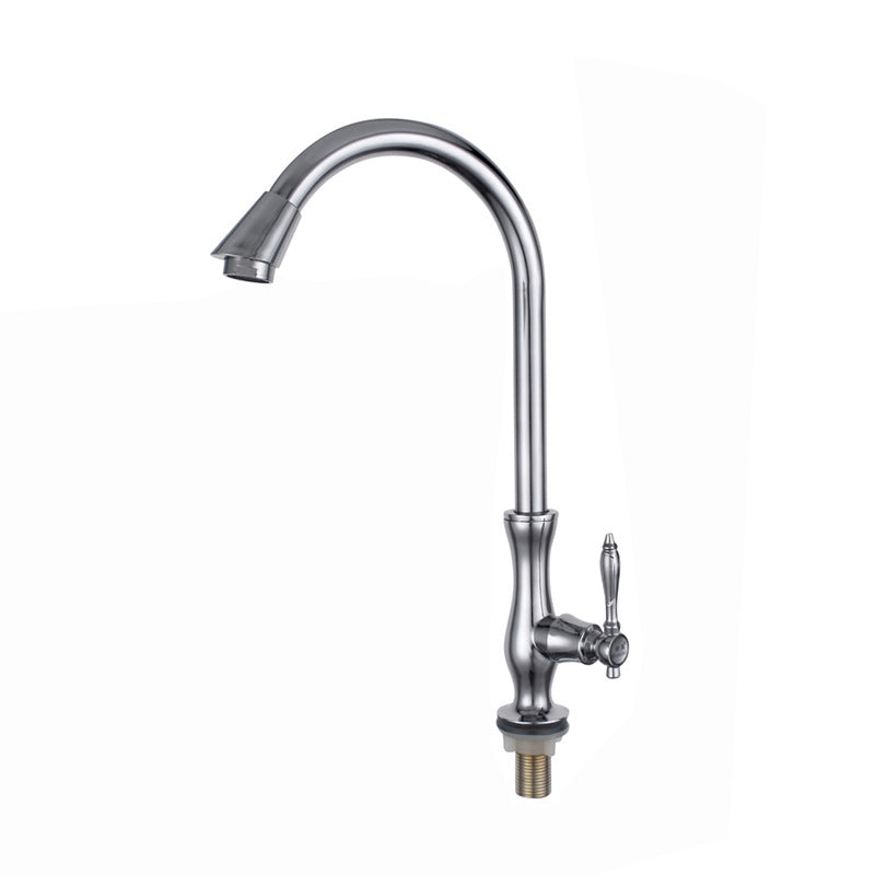 Modern Kitchen Bar Faucet Zinc Knob Handle Swivel Spout High Arch Kitchen Faucet Silver Clearhalo 'Home Improvement' 'home_improvement' 'home_improvement_kitchen_faucets' 'Kitchen Faucets' 'Kitchen Remodel & Kitchen Fixtures' 'Kitchen Sinks & Faucet Components' 'kitchen_faucets' 6298213