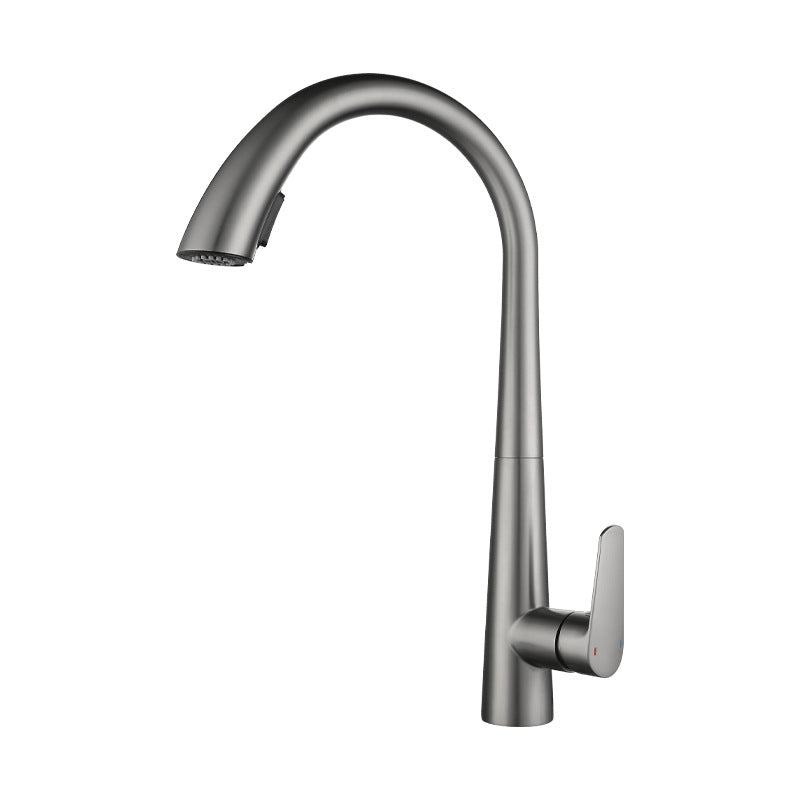 Modern Kitchen Faucet Stainless Steel Single Handle Retractable High Arc Kitchen Faucet Silver/Gray Clearhalo 'Home Improvement' 'home_improvement' 'home_improvement_kitchen_faucets' 'Kitchen Faucets' 'Kitchen Remodel & Kitchen Fixtures' 'Kitchen Sinks & Faucet Components' 'kitchen_faucets' 6298248