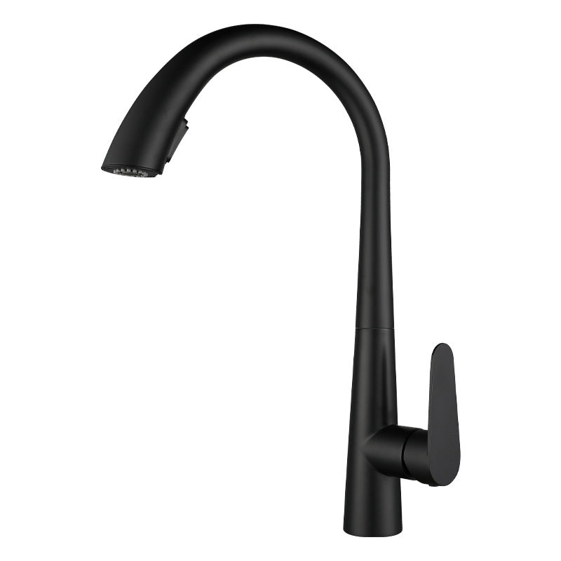 Modern Kitchen Faucet Stainless Steel Single Handle Retractable High Arc Kitchen Faucet Black Clearhalo 'Home Improvement' 'home_improvement' 'home_improvement_kitchen_faucets' 'Kitchen Faucets' 'Kitchen Remodel & Kitchen Fixtures' 'Kitchen Sinks & Faucet Components' 'kitchen_faucets' 6298253