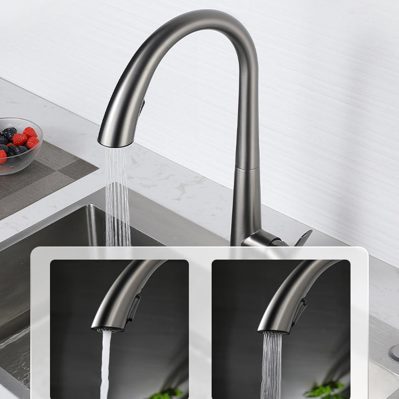 Modern Kitchen Faucet Stainless Steel Single Handle Retractable High Arc Kitchen Faucet Clearhalo 'Home Improvement' 'home_improvement' 'home_improvement_kitchen_faucets' 'Kitchen Faucets' 'Kitchen Remodel & Kitchen Fixtures' 'Kitchen Sinks & Faucet Components' 'kitchen_faucets' 6298256