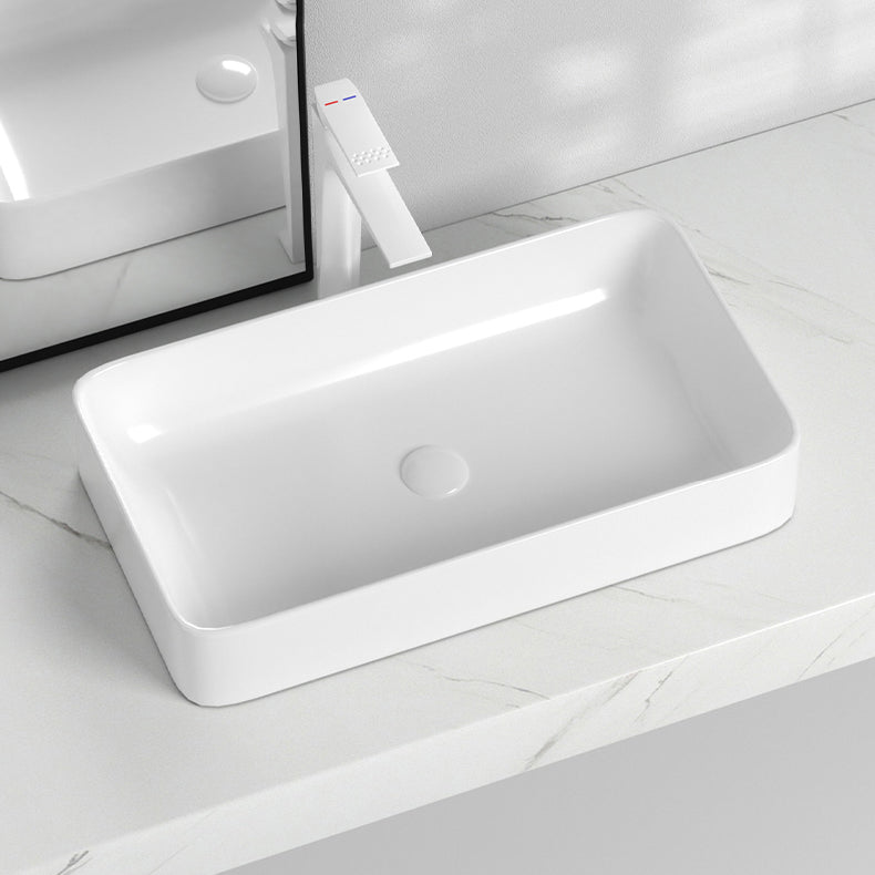 Contemporary Bathroom Sink with Single Faucet Hole Solid Color Rectangular Vessel Sink Clearhalo 'Bathroom Remodel & Bathroom Fixtures' 'Bathroom Sinks & Faucet Components' 'Bathroom Sinks' 'bathroom_sink' 'Home Improvement' 'home_improvement' 'home_improvement_bathroom_sink' 6298415