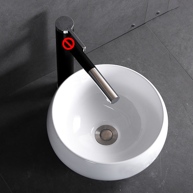 Modern Bathroom Sink Porcelain Pop-Up Drain Round Vessel Bathroom Sink 12.2"L x 12.2"W x 5.9"H Clearhalo 'Bathroom Remodel & Bathroom Fixtures' 'Bathroom Sinks & Faucet Components' 'Bathroom Sinks' 'bathroom_sink' 'Home Improvement' 'home_improvement' 'home_improvement_bathroom_sink' 6298808