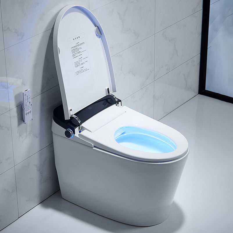 Floor Mount Flush Toilet Heated Seat One-Piece Toilet with Slow Close Seat Foot Touch Flush (Standard Configuration) 16" Clearhalo 'Bathroom Remodel & Bathroom Fixtures' 'Home Improvement' 'home_improvement' 'home_improvement_toilets' 'Toilets & Bidets' 'Toilets' 6300539